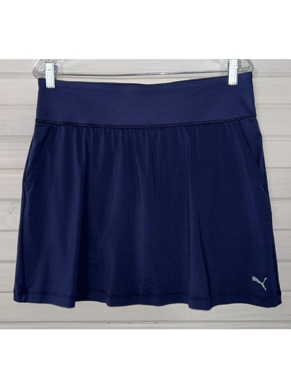 Puma Sz XL Blue PWRSHAPE Knit Golf Women's Skort Skirt Pockets Logo Stretch EUC